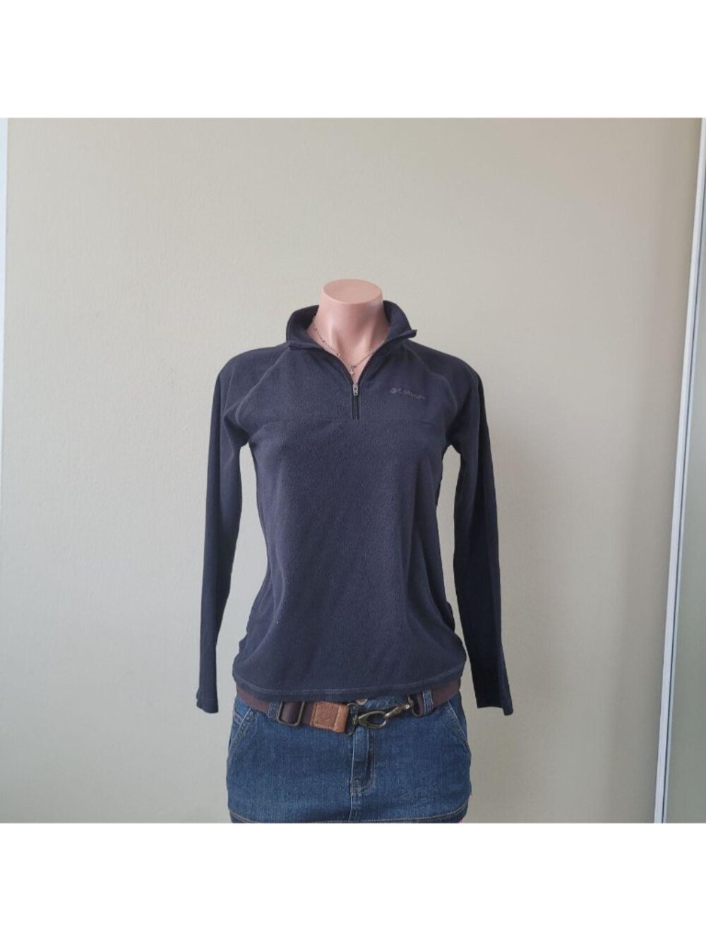 Columbia Sportswear Solid Black Slim Cropped Polar Fleece Half Zip (M)